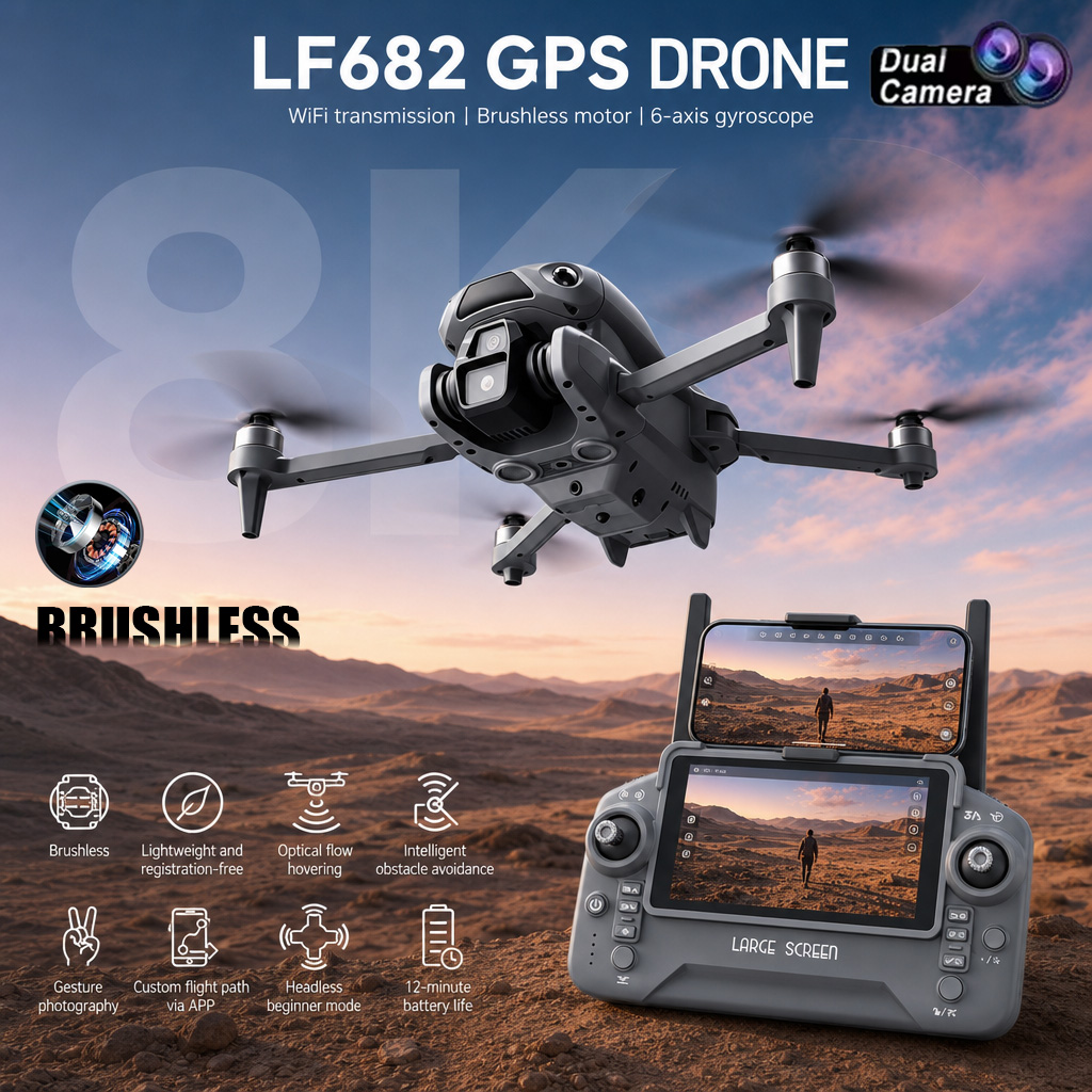Drone Kit With Camera - Yeni LF682 Drone 8K Çift Kameralı